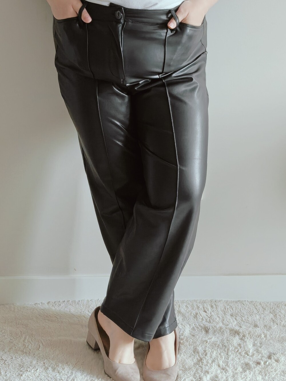 Addition Elle | Faux Leather Straight Leg Pants | Black | Size 14 | High Rise